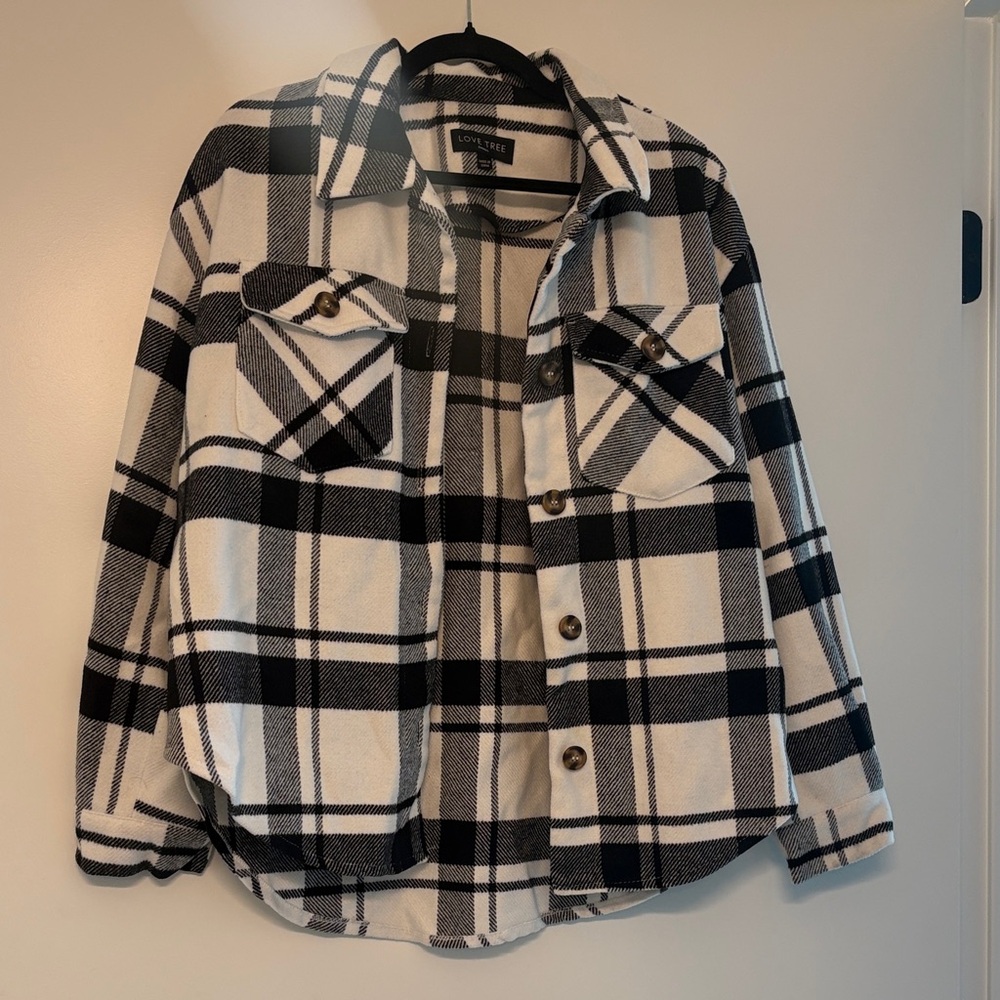 Love Tree Black and White Plaid Jacket